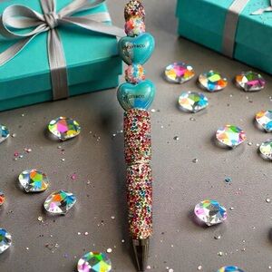 Colorful Beaded Heart Pen